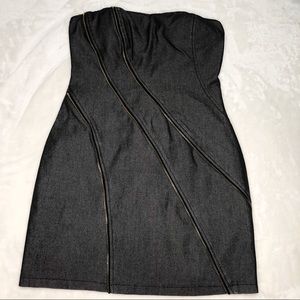 Forever 21 Women Small Zipper Grey Strapless Dress